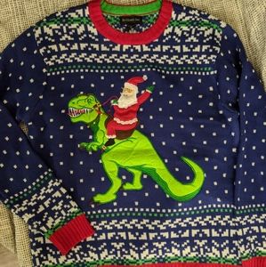 Ugly Christmas sweater santa trex edition